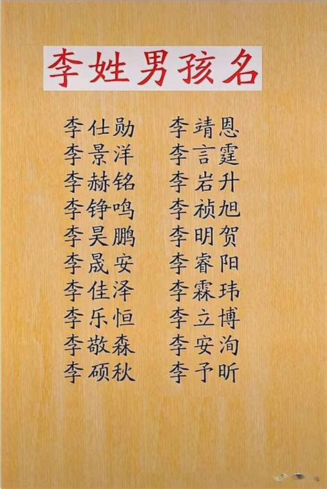 李名字男|姓李的男孩名字(精选1000个)